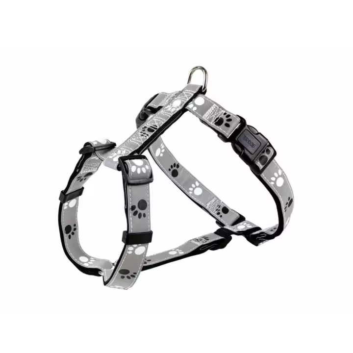 TRIXIE Arnés Silver Reflect, M-L, 50-75cm/25mm, Gris/Ng - 1