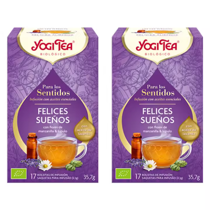 Té Felices Sueños Para los Sentidos  Packs 2  Toma una respiración profunda y disfruta de una noche tranquila  17 bolsitas de infusión  YogiTea - 1