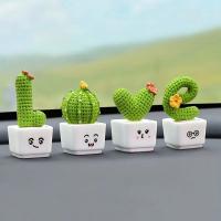 Set De 4 Suculentas De Resina Miniatura De Cactus Para Decoración De Coche Y Oficina Creativas Y Frescas Para Sala De Estar Y Habitaciones - details 1