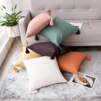 Cubiertas De Cojines De Lino Sólido Con Borlas 18x18 Pulgadas Decorativas Para Sofa Niños Material De Poliéster 100% Estilo Americano - details 4