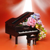 Bloques De Piano De Rosas Eternas Con Luz Bloques De Construcción Miniatura Para Decoración Del Hogar Regalo De Navidad Para Niños Y Adultos - details 7