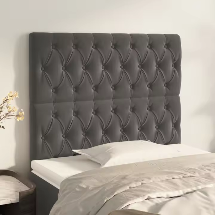 vidaXL Cabeceros 2 unidades de terciopelo gris oscuro 100x7x78/88 cm - 1