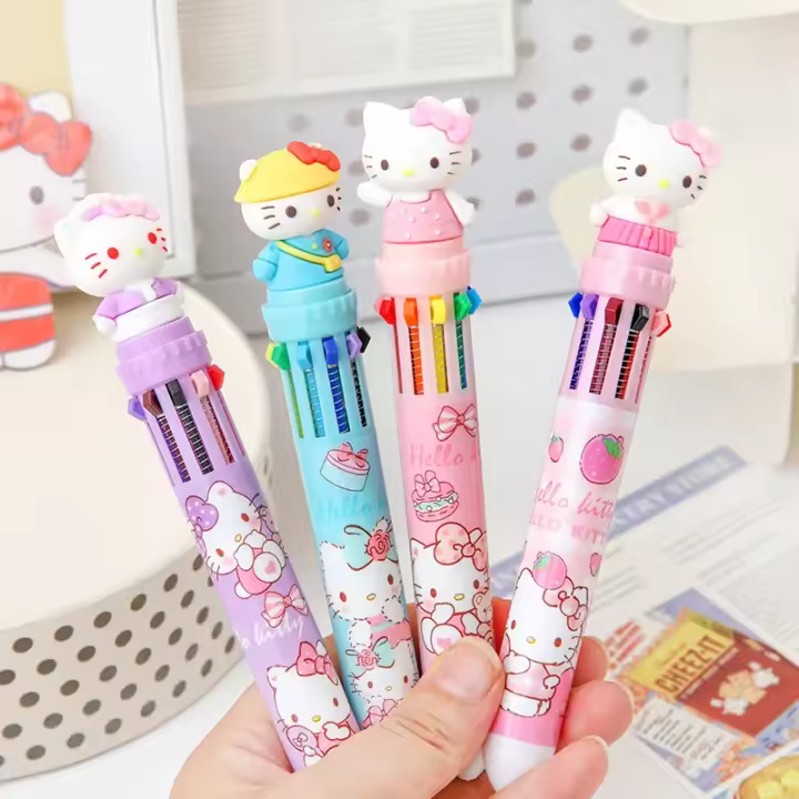 Nuevo Sanrio 18/36pcs Bolígrafo De Punto De Sombra 0.7mm Hello Kitty 10-colores Dibujo Animado Para Escritura Estudiantes Suministros Escolares Y Oficina - 1
