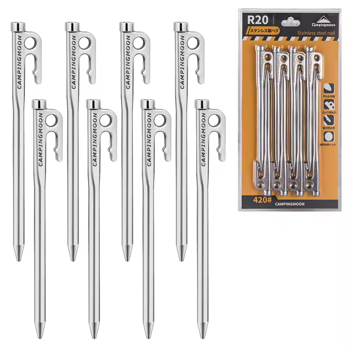 6/8pcs Palos De Tenda De Acero De Gruesa Con Gancho Y Agujero Para Acampar Al Aire Libre Y Canopy De Tenda - 1