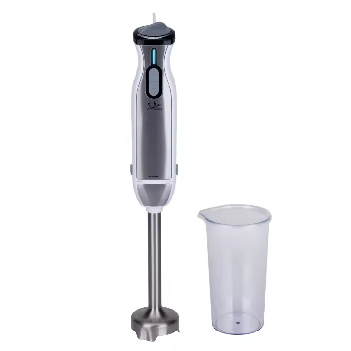 Jata Batidora de mano inox 1000 W, Regulador electrónico de velocidad, Doble cuchilla titanium, Pie desmontable, Vaso medidor incluido [Clase de eficiencia energética A] - BT185 - 1