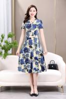 Vestido Midi Vintage De Verano Para Mujer Con Cuello En V Y Estampado Casual A-Line Manga Corta Cintura Ajustada - details 24