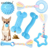 Juego De 6 Juguetes Para Morder Para Perros Pequeños Y Medianos Juguetes Interactivos De Goma Suave Para Limpieza De Dientes Y Treats Set De Hueso De Juguete Y Bola Divertida - details 8