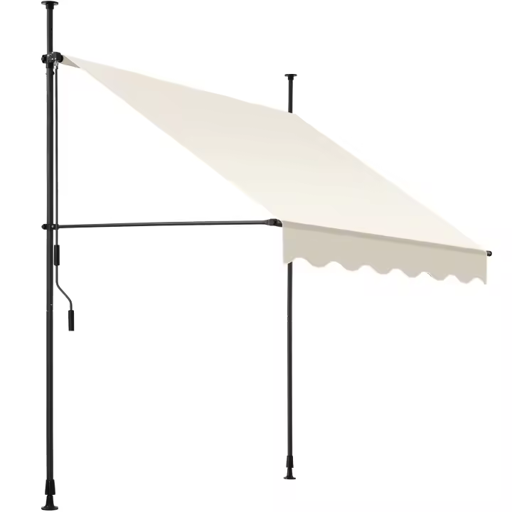 Tectake - Toldo plegable para balcón con manivela, ajustable en altura  Funcional  Estructura de acero con revestimiento en polvo con cilindro de aluminio ligero  Barras telescópicas con pies roscados para un montaje rápido y sencillo - 1