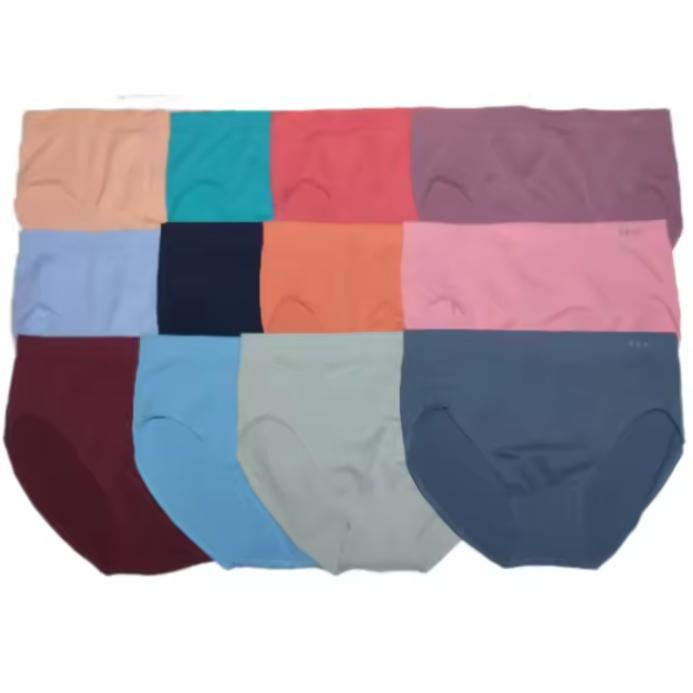 Fevitex - Pack de 6 y 12 Bragas de Mujer de Licra Sin Costura - Talla Mediana, Grande y Super Grande