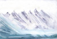 Cuadro decorativo abstracto horizontal "Cumbre Silente" grande 120x80 130x90 140x95 150x100 paisaje Oleo Lienzo Alta Calidad Arte Contemporáneo nieve blanco azul gris turquesa Montaña Salon despacho  hall pasillo cordillera Ref ANA DURAN A 501 - details 0