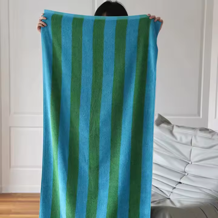 Toalla De Baño Algodón Peinado Estilo Retro Con Rayas Absorbente Toalla De Combinado Algodón Para El Baño - 1