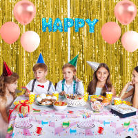 Juego De 1 Pieza De Cortina De Foil Dorado De 9.8 Pies Para Fondo De Fotografía De Cumpleaños Decoración De Fiesta Streamers De Aluminio - details 0