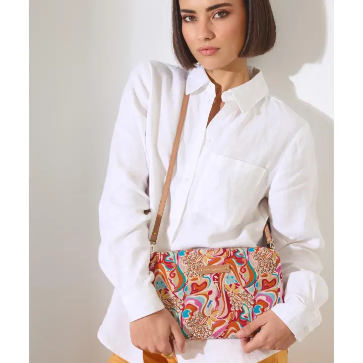 Pedro Miralles Bolso bandolera de tejido estampado multicolor modelo MASAYA en tonos Multicolor. Hecho a mano en España. - 1
