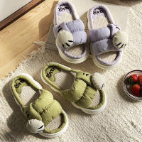 Zapatillas De Plataforma Casual Para Mujer Con Diseño De Gato De Dibujos Animados Zapatos De Lino Elegantes Para El Hogar Con Tobillero Abierto Y Tacón Bajo - details 17