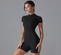 Traje De Yoga Unipersonal Europeo Y Americano Con Cuello Alto Y Cremallera Media Manga Corta Ajustado Para Fitness - details 2