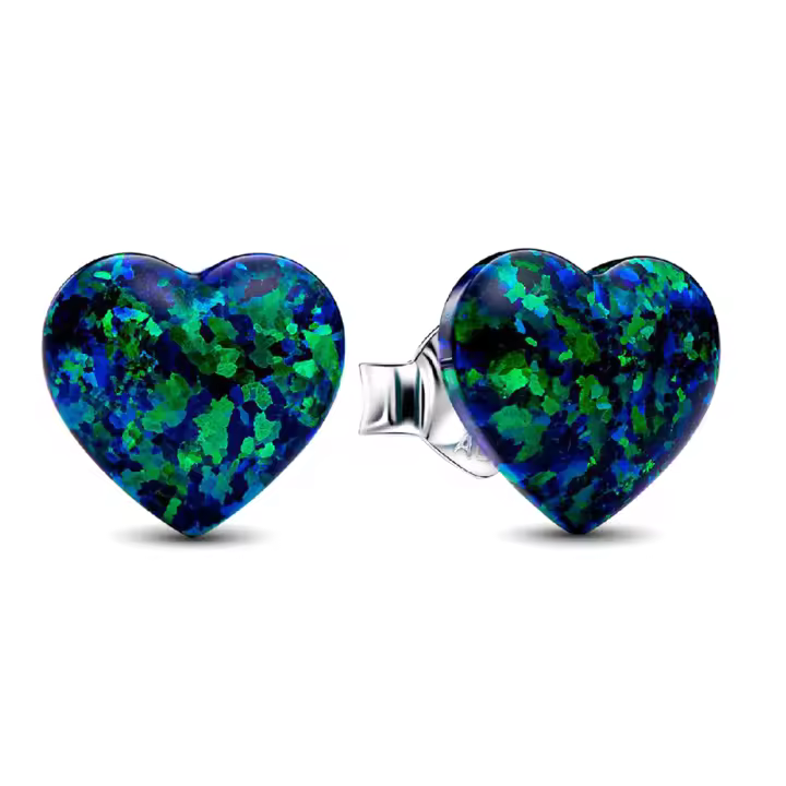 Pandora 293356C01 Pendientes de Corazón Verde Opalescente - 1