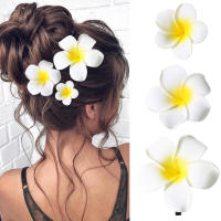 Set De 3/10 Clips De Cabello Plumeria Para Mujer Accesorios De Moda Con Flores De Aluminio Clips De Lado Para Niñas - details 0