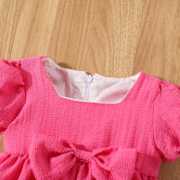 Vestido De Verano Para Bebé Niña En Color Sólido Con Cuello Redondo Y Lazo Para Uso Diario De Longitud De Rodilla - details 30