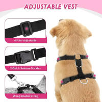 Juego De Arnes Para Coche Para Perros Con Cinturón De Seguridad Ajustable Y Malla Transpirable Y Cuerda Elástica Para Vehículo - details 2