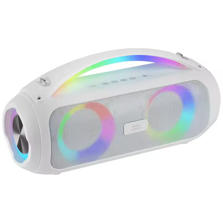 Mars Gaming MS-PULSE, Altavoz Bluetooth Portátil 50W RMS, Iluminación RGB, 2 Drivers Activos 93mm + 2 Drivers Pasivos Ultra-Bass, Función Manos Libres, USB/MicroSD/AUX/FM, Asa y Correa, Altavoz Gaming en Negro o Blanco - 1