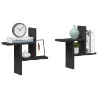 vidaXL Estantes pared 2 uds madera ingeniería 38x12x38cm en color Gris hormigón/Negro/Madera antigua y más | práctico organizador multiusos diseño compacto funcional - details 1