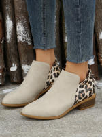 SP Botas de mujer de Tacón Grueso color Piel y modelo Chelsea británico de Caña Corte, de talla Grande, para todo el año. - details 0