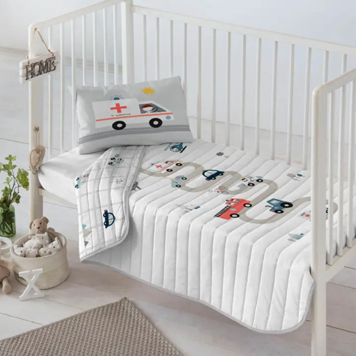 HACIENDO EL INDIO - Colcha Bouti Reversible Cuna/Maxicuna - Algodón- Extra Suave - Fabricado en España - TRANSPORTES - 1