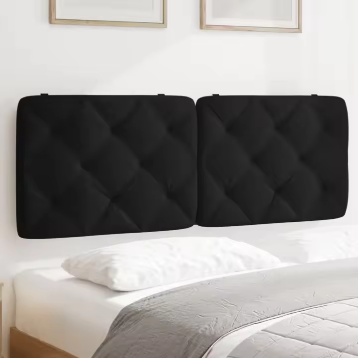 Cabecero de cama acolchado terciopelo negro 120 cm - 1