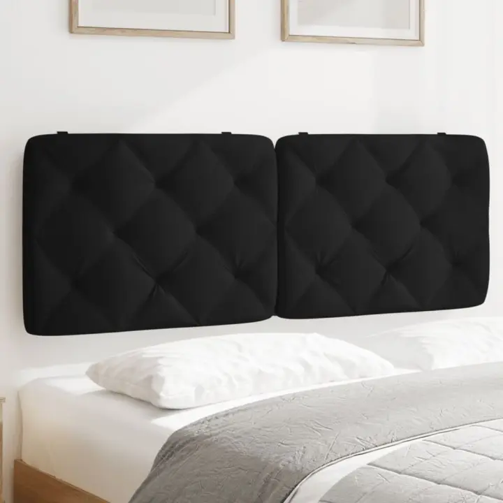 Cabecero de cama acolchado terciopelo negro 120 cm - 1