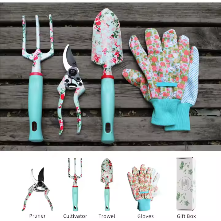 Juego De Jardinería, Juego De Herramientas De Jardinería De 4 Piezas, Juego De Jardinería para Mujer, Podadoras, Guantes - 1