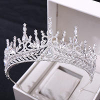 Diadema De Boda Lujo Cristal Incrustado Roja Barroca Corona Grande Accesorios Para El Cabello Para Novia Hecho De Metal - details 0