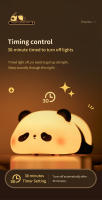 Lámpara Nocturna LED Recargable USB Con Diseño De Panda De Silicona Divertida Para Decoración De Escritorio Y Cama Regalo Para Niños Función De Timer - details 6