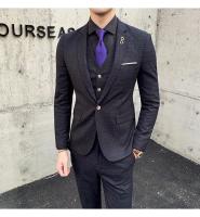 Traje De Tres Piezas Para Hombre Ajustado Con Chaleco Y Pantalones De Alta Calidad Tela De Arte Doble Hebilla Para Boda - details 20