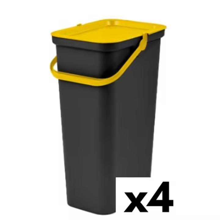 Cubo de Basura para Reciclaje Tontarelli Moda Amarillo 38 L (4 Unidades) - 1