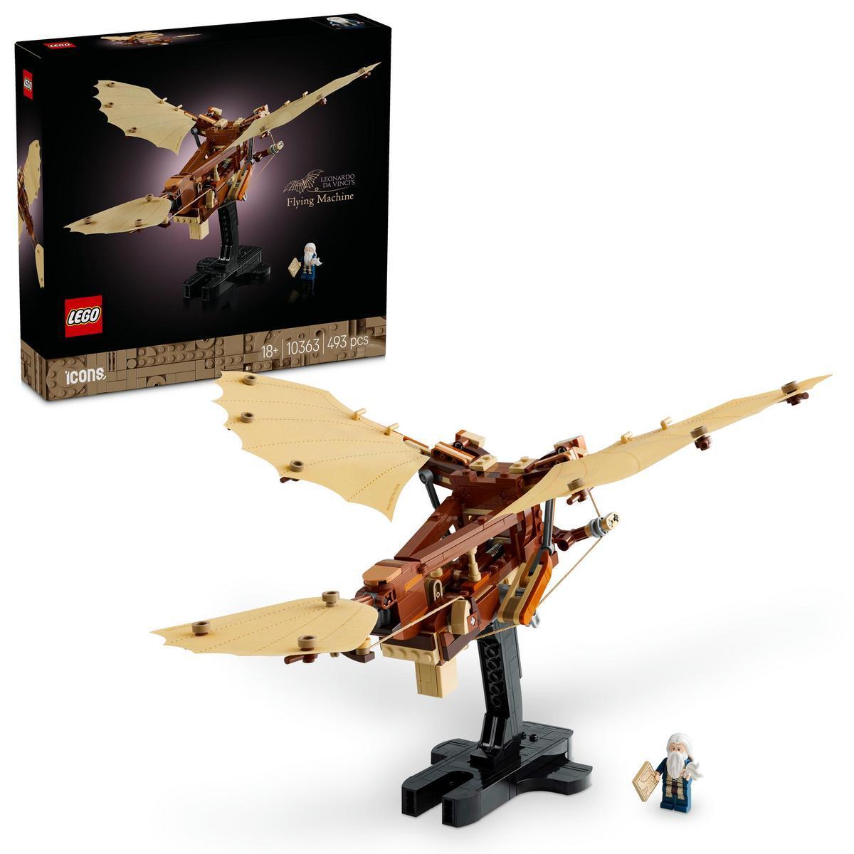 LEGO 10363 Icons Máquina Voladora de Leonardo da Vinci, Maqueta para Adultos de Ornitóptero, Regalos para Hombres y Mujeres Amantes de la Historia y las Manualidades, Decoración Salón y Dormitorio