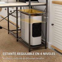 HOMCOM Escritorio con Estantería Reversible Industrial Escritorio con Marco de Acero Mesa de Estudio para Oficina Dormitorio 110x53x115,5 cm Roble y Negro - details 4