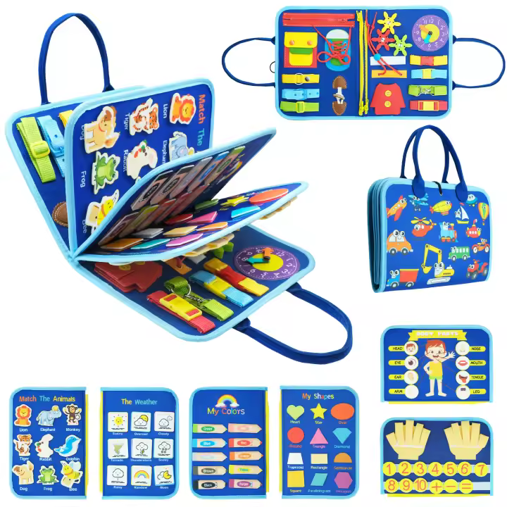 Pequeños, juegos sensoriales educativos tempranos para Vestido Básico, habilidades motoras, Matemáticas, forma de Color, Climate Animal - 1