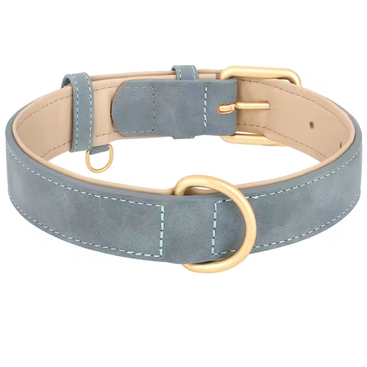Collar De Cuero Genuino Para Perros Duradero Y Ajustable Con Colgante Suave Para Pequeños Medianos Y Grandes Razas Incluye Pitbull Pug - 1