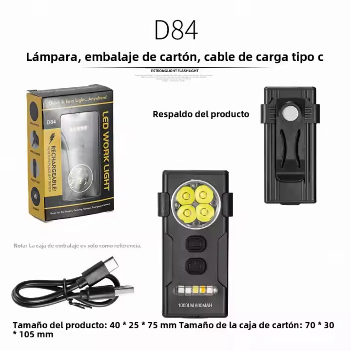 Linterna LED Recargable EDC De Portátil Con Llave De Rescate Impermeable 10 Modos De Iluminación Super Brillante Con Magnético Para Exteriores - 1