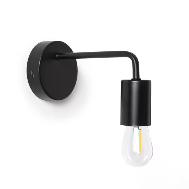 Ledkia Lámpara de Pared de Metal Jayso con Batería USB Recargable Negro - 1
