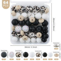 Nuevos 64Pcs/Box De Bolas De Silicona Impresas Con Diamantes Para Hacer Joyas DIY Kit De Accesorios Para Cadena De Llaves Collar Pulsera - details 10