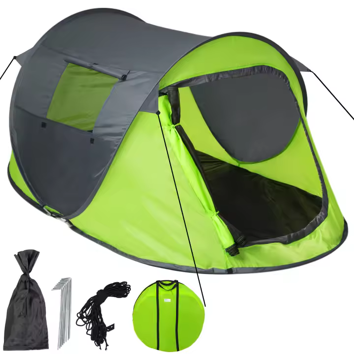 Tectake - Tienda de campaña impermeable y montaje pop up , Montaje rápido automático con función Pop Up , Incluye cuerdas tensoras y piquetas - Con bolsa para transporte , Impermeable - columna de agua de 1500mm/cm² - 1