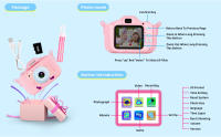 Camara Fotos Infantil, 1080P HD Camara de Fotos para niños, Juguetes de cámara Fotos niños, Regalo cumpleaños para niña de 3 4 5 6 7 8 9 10 años, con Tarjeta SD de 32 GB (Rosa) - details 7