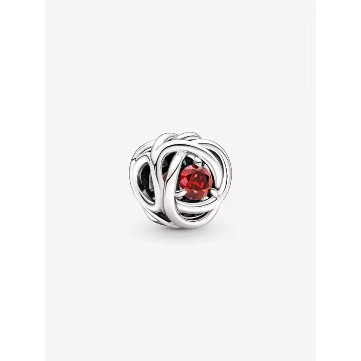 Pandora - Charm Círculo de Eternidad Rojo Verdadero de Julio - Plata de Lei - 1