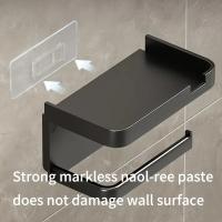 Soporte De Papel De Toalla Fácil De Instalar Sin Perforar Muro Organizador De Rollos Accesorio De Almacenamiento Para Baño Moderno Y Minimalista Plástico Brillo - details 4