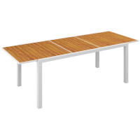 Outsunny Mesa de Jardín Extensible Mesa de Comedor Exterior Rectangular Mesa de Terraza para 6 Personas con Marco de Aluminio Efecto de Madera Carga 50 kg 180/240x94x73 cm Marrón - details 0