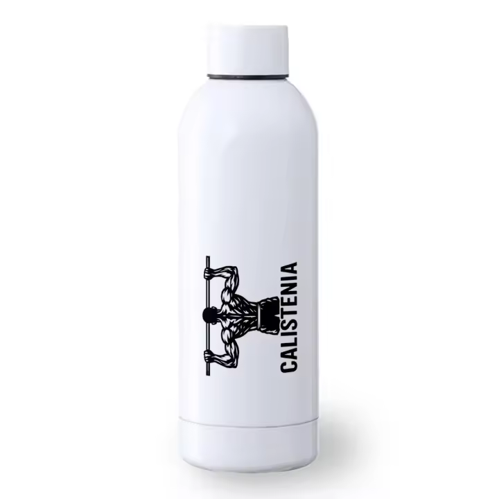 MERCHANDMANIA Bidón 500 ml acero inoxidable calistenia flexiones frase motivadora gimnasio deporte deportivo botella senderismo - 1