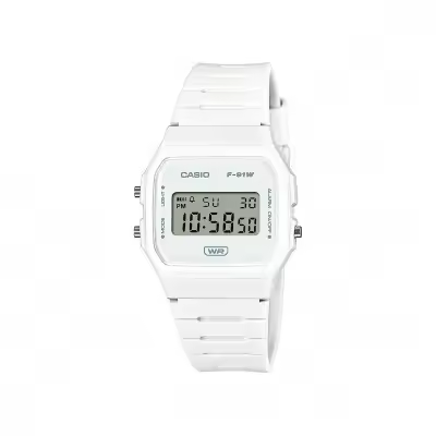 Reloj Casio mujer correa caucho blanca y esfera cuadrada digital blanca, Ref: F-91WB-7AEF - 1