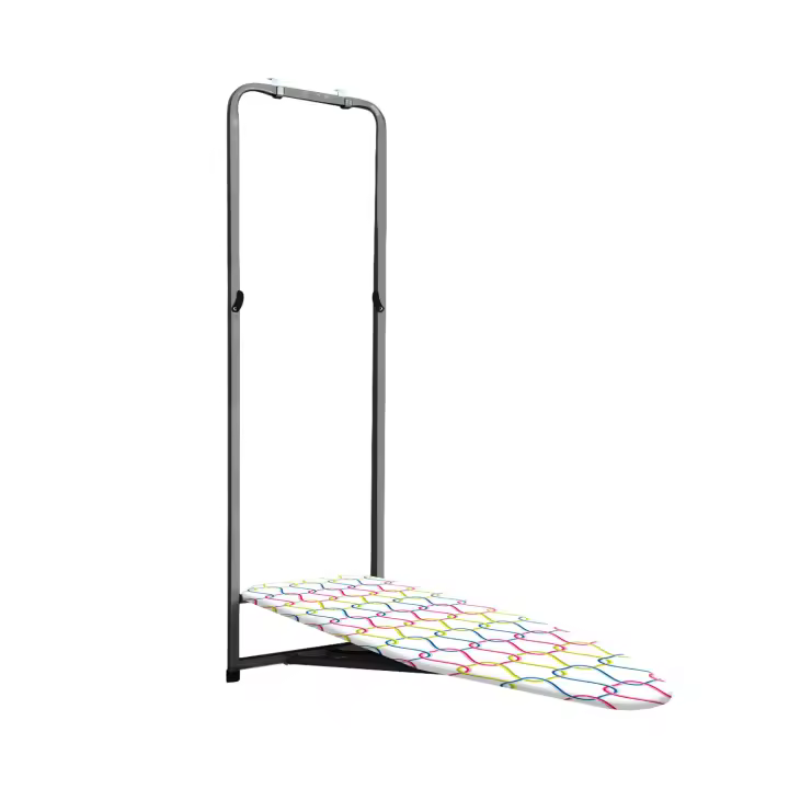 Orion91 - Tabla de Planchar para Colgar en Puerta, Estructura Plástico, Hogar, Funda Acolchada 7mm, Desenfundable y Lavable, Altura Ajustable, Dimensiones 135x39cm (largo x ancho), Multicolor - 1