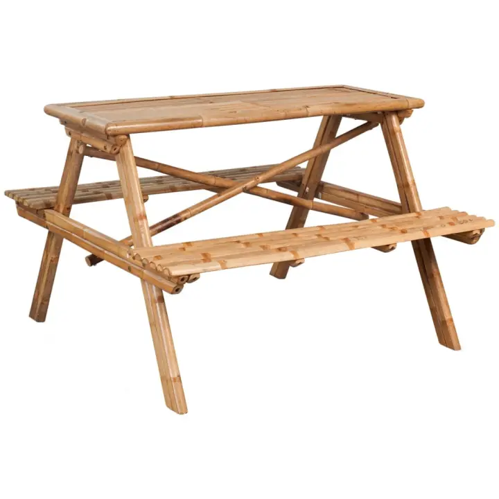 Mesa de picnic de Bambú 115x115x81 cm - 1